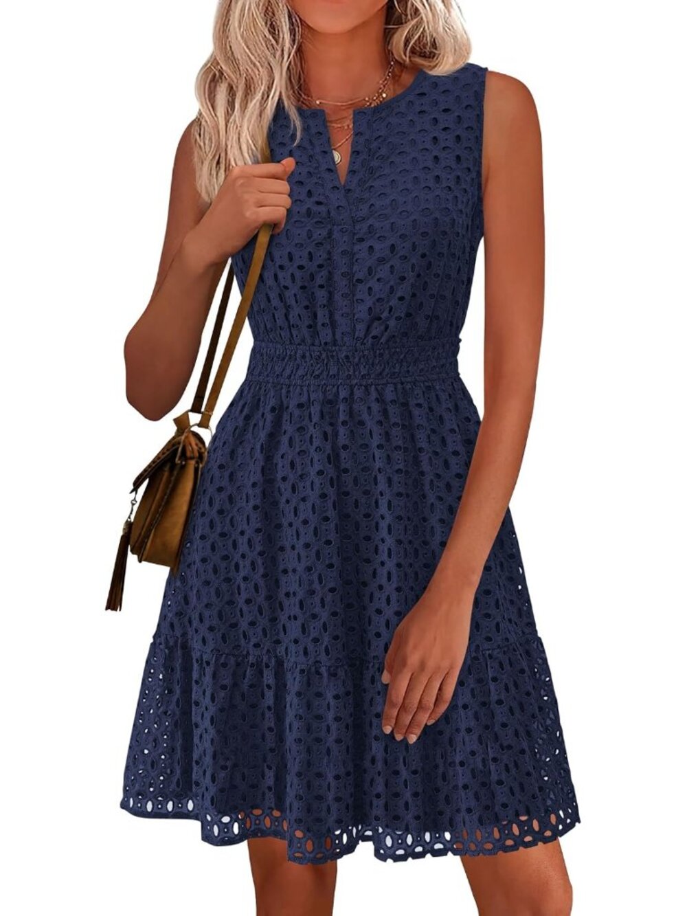 Women's Summer Eyelet A Line Short Dresses